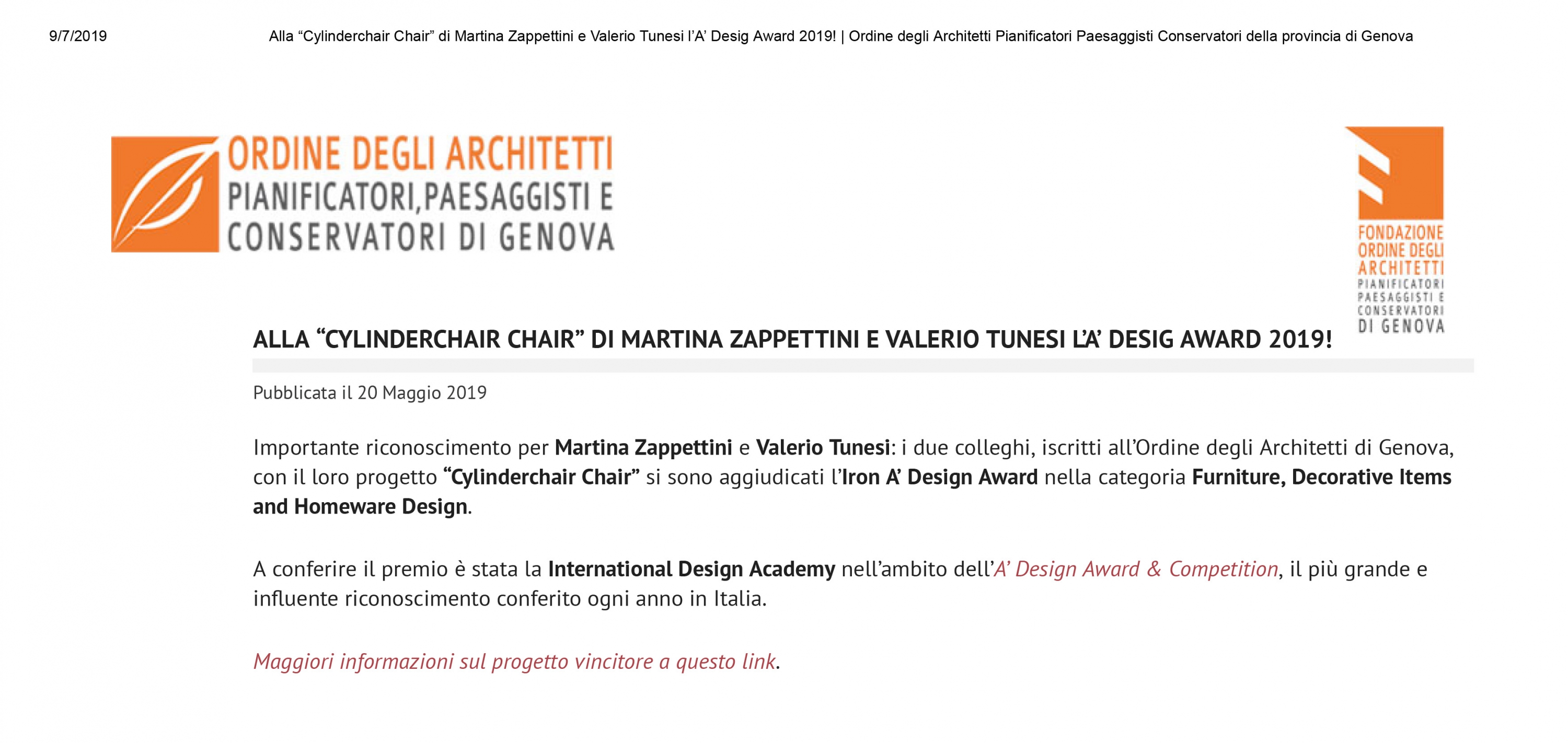 Cylinderchait Ordine Degli Architetti Genova